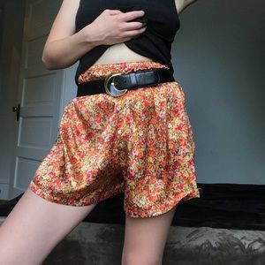 Floral silk vintage shorts
